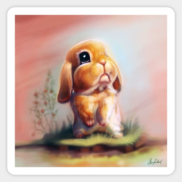 Chubby bunny stands Sticker by Artofokan